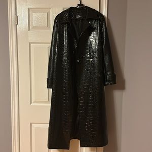 Kourtney Kardashian Barker High Shine Faux Croc Trench Coat